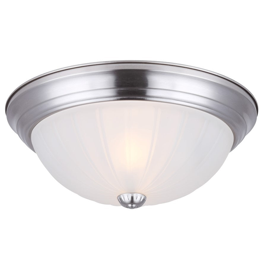 Canarm Madison 13in 2-Light Flush Mount | Traditional Brushed Pewter and Frosted Glass | Hallway & Bedroom Ceiling Light | Model IFM31351N
