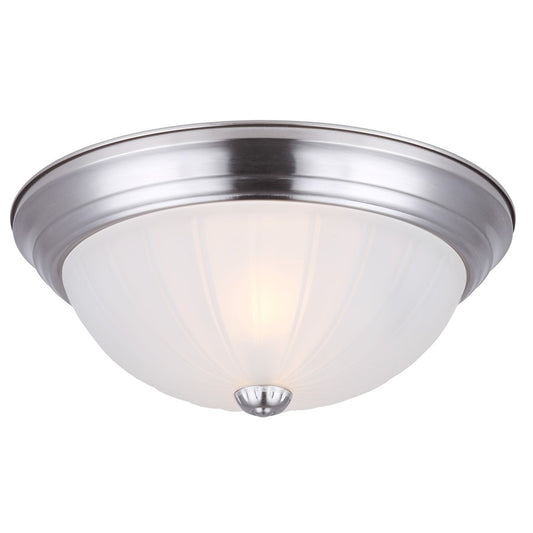 Canarm Madison 13in 2-Light Flush Mount | Traditional Brushed Pewter and Frosted Glass | Hallway & Bedroom Ceiling Light | Model IFM31351N