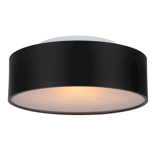 Canarm Dexter 13in 2-Light Flush Mount | Matte Black and Frosted Glass | Bedroom & Hallway | 13 x 5.25 in | Model IFM318A13BK