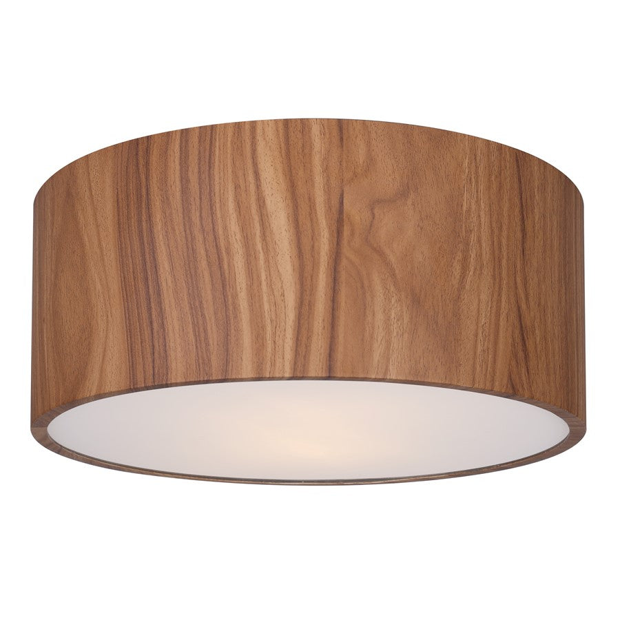 Canarm Dexter 13in 2-Light Flush Mount | Matte Black and Wood Accent | Bedroom & Kitchen | 13 x 5.25 in | Model IFM318A13BKW