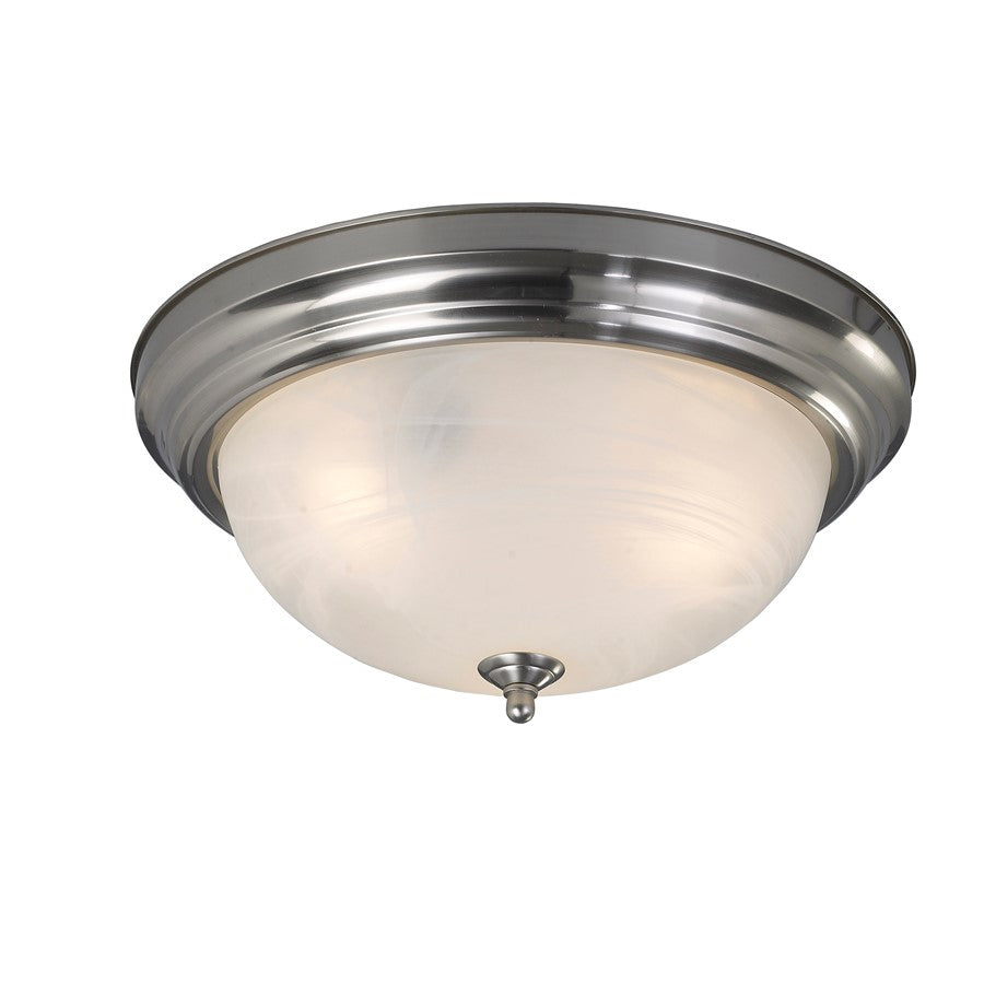 Canarm Signature 11in 2-Light Flush Mount | Traditional Brushed Nickel and Alabaster Glass | Hallway & Bedroom Ceiling Light | Model IFM411BN