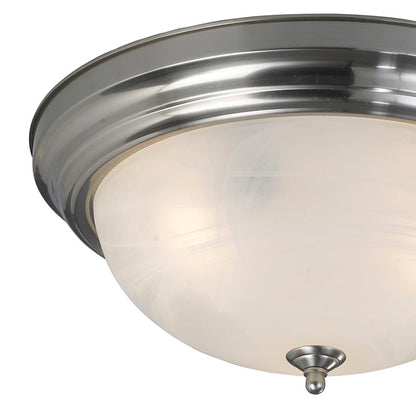 Canarm Signature 13in 2-Light Flush Mount | Classic Brushed Nickel and Alabaster Glass | Hallway & Bedroom Ceiling Light | Model IFM413BN