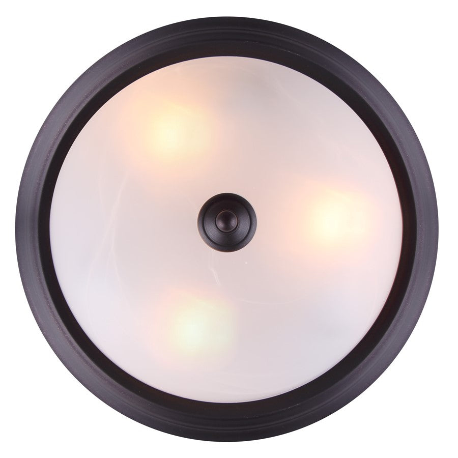 Canarm Madison 15in 3-Light Flush Mount | Classic Oil Rubbed Bronze and Alabaster Glass | Hallway & Bedroom Ceiling Light | Model IFM41513