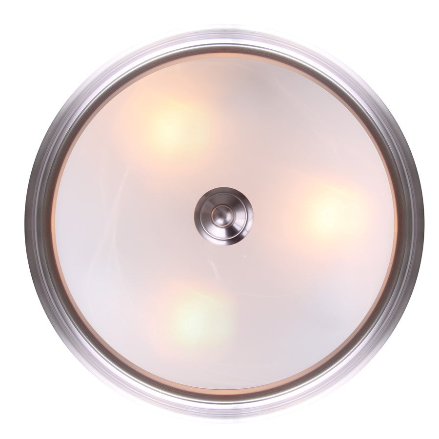 Canarm Madison 15in 3-Light Flush Mount | Classic Brushed Nickel and Alabaster Glass | Hallway & Bedroom Ceiling Light | Model IFM415BN