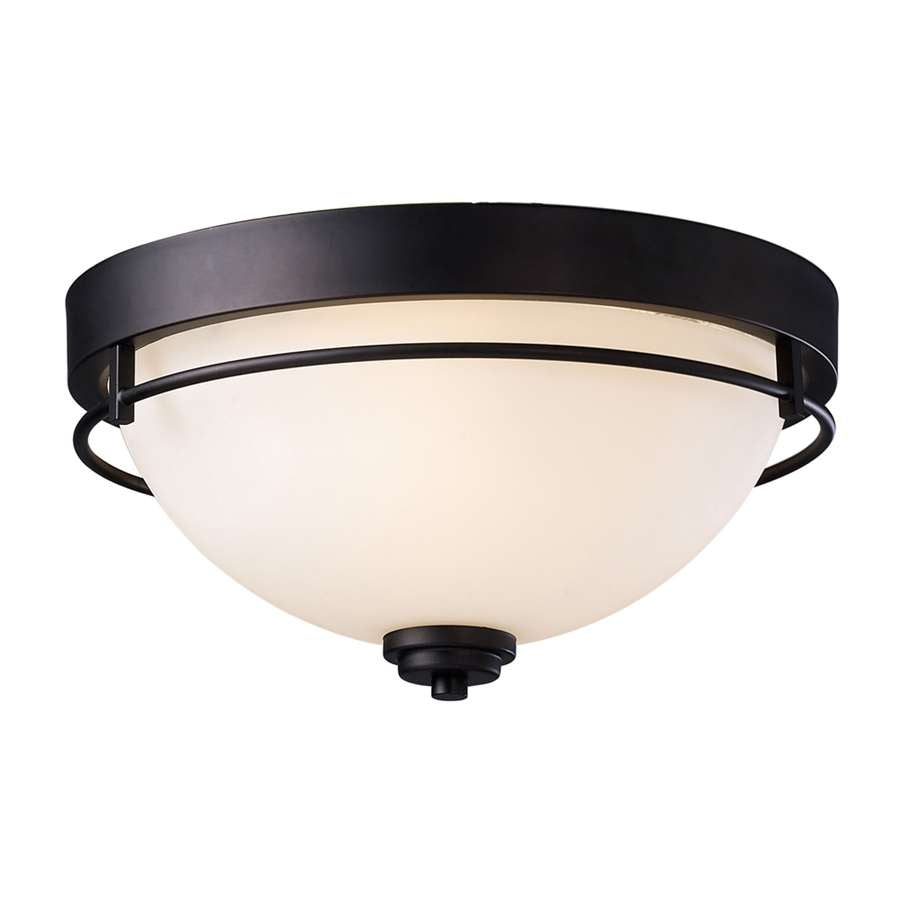 Canarm Somerset 15in 3-Light Flush Mount | Curved Oil Rubbed Bronze and Opal Glass | Hallway & Bedroom Ceiling Light | Model IFM421A15ORB