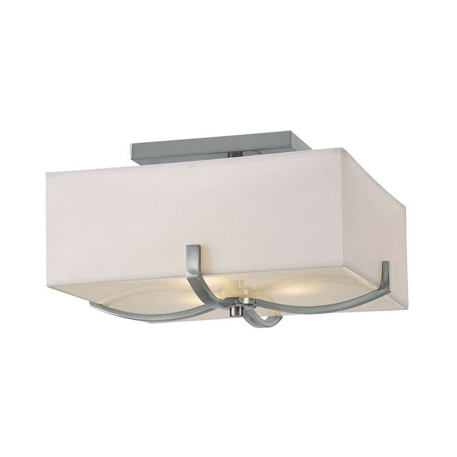 Canarm Palmer 16in 3-Light Flush Mount | Modern Brushed Nickel and White Fabric Shade | Bedroom & Hallway Ceiling Light | Model IFM422A14BN