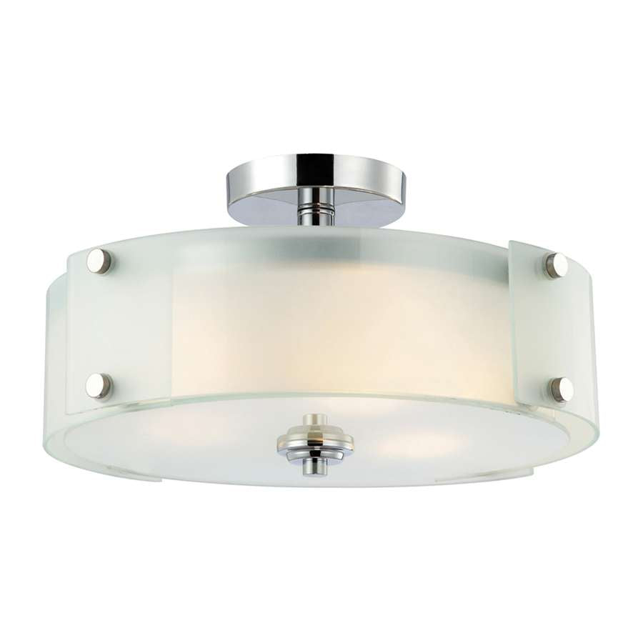 Canarm Ryker 18in 3-Light Semi-Flush Mount | Contemporary Chrome and Frosted Glass | Dining Room & Entryway Ceiling Light | Model IFM432A15CH