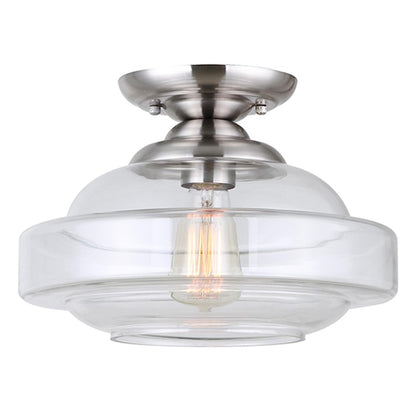 Canarm Chicago 12in 1-Light Flush Mount | Modern Brushed Nickel and Clear Glass | Bedroom & Entryway Ceiling Light | Model IFM459B13BN