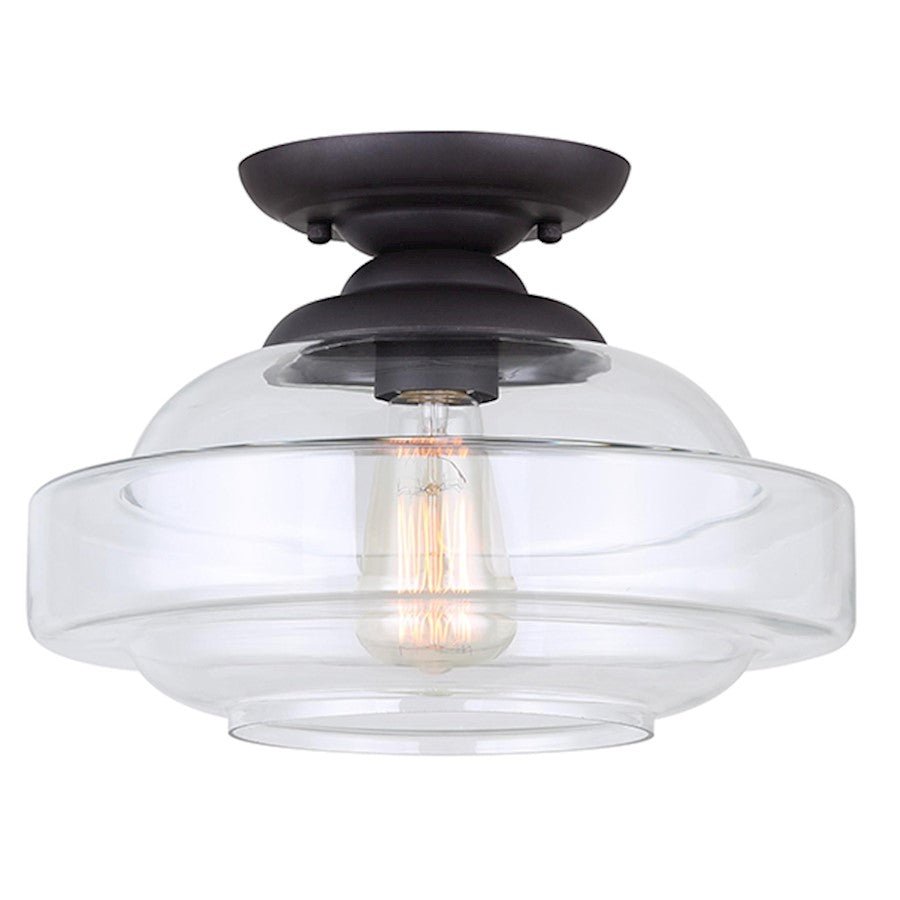 Canarm Chicago 12.5in 1-Light Flush Mount | Oil Rubbed Bronze and Clear Glass | Hallway & Bedroom Closet | 12.5 x 9.25 in | Model IFM459B13ORB