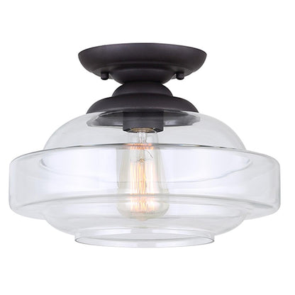 Canarm Chicago 12.5in 1-Light Flush Mount | Oil Rubbed Bronze and Clear Glass | Hallway & Bedroom Closet | 12.5 x 9.25 in | Model IFM459B13ORB