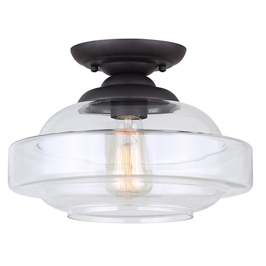 Canarm Chicago 12.5in 1-Light Flush Mount | Oil Rubbed Bronze and Clear Glass | Hallway & Bedroom Closet | 12.5 x 9.25 in | Model IFM459B13ORB