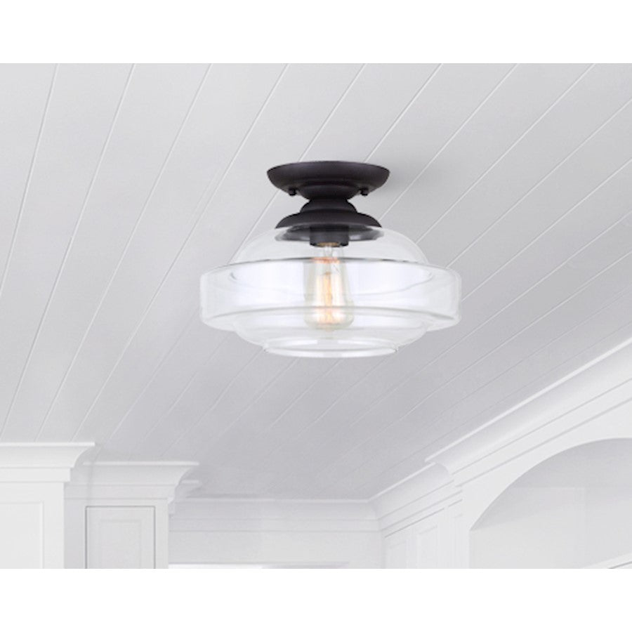 Canarm Chicago 12.5in 1-Light Flush Mount | Oil Rubbed Bronze and Clear Glass | Hallway & Bedroom Closet | 12.5 x 9.25 in | Model IFM459B13ORB