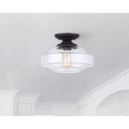 Canarm Chicago 12.5in 1-Light Flush Mount | Oil Rubbed Bronze and Clear Glass | Hallway & Bedroom Closet | 12.5 x 9.25 in | Model IFM459B13ORB