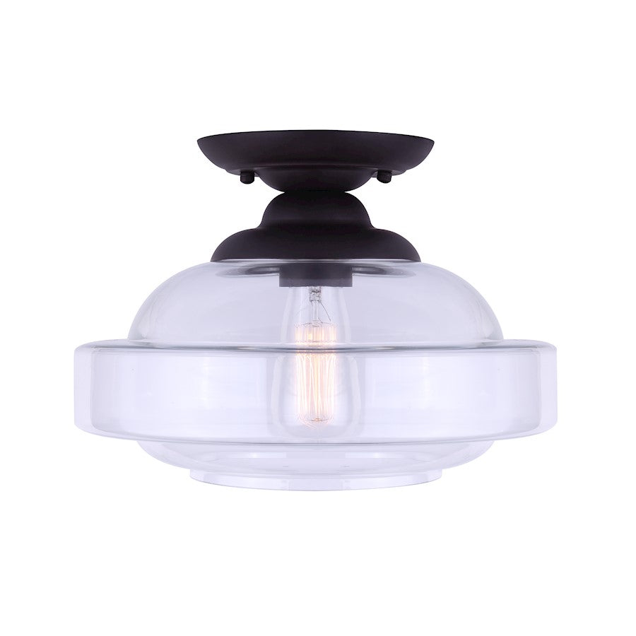 Canarm Chicago 12.5in 1-Light Flush Mount | Oil Rubbed Bronze and Clear Glass | Hallway & Bedroom Closet | 12.5 x 9.25 in | Model IFM459B13ORB