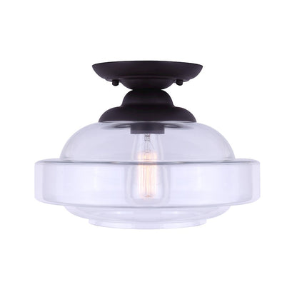 Canarm Chicago 12.5in 1-Light Flush Mount | Oil Rubbed Bronze and Clear Glass | Hallway & Bedroom Closet | 12.5 x 9.25 in | Model IFM459B13ORB