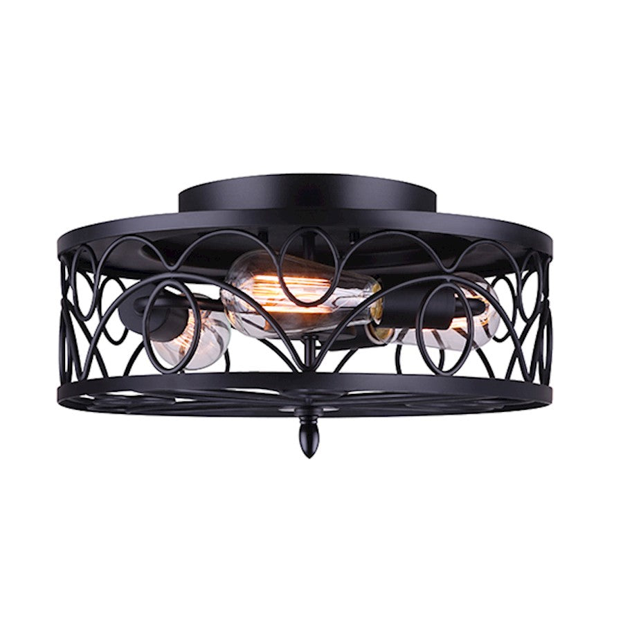Canarm Colins 15in 3-Light Flush Mount | Black Metal | Living Room & Dining Room | 15 x 7.75 in | Model IFM561B15BK