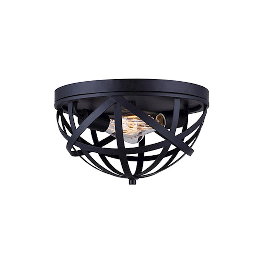 Canarm Gigi 13in 2-Light Flush Mount | Black Steel and Copper Wire | Bedroom & Hallway | 13 x 8 in | Model IFM567A13BK-C