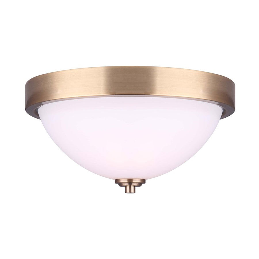 Canarm River 13in 2-Light Flush Mount | Gold and Flat Opal Glass | Hallway & Bedroom | 13 x 13 x 6.5 in | Model IFM578A13GD
