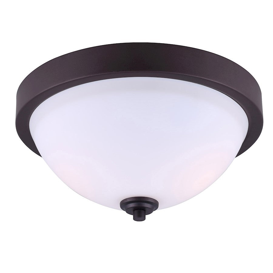 Canarm River 13in 2-Light Flush Mount | Oil Rubbed Bronze and Flat Opal Glass | Hallway & Bedroom | 13 x 13 x 6.5 in | Model IFM578A13ORB