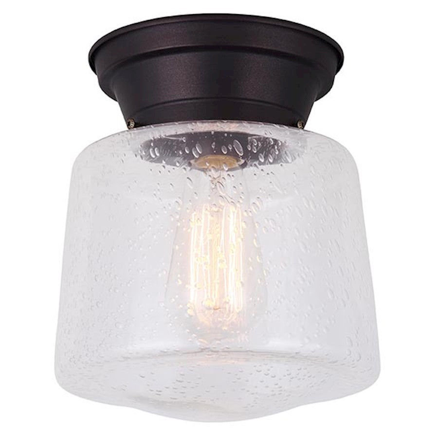 Canarm Boku 8in 1-Light Flush Mount | Warm Oil Rubbed Bronze and Seeded Glass | Hallway & Closet Ceiling Light | 8 x 8 x 9.25 in | Model IFM623A08ORB