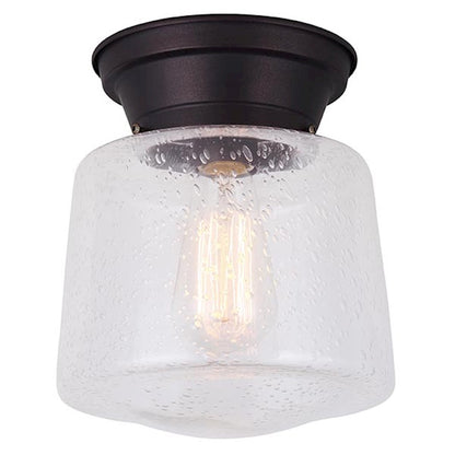 Canarm Boku 8in 1-Light Flush Mount | Warm Oil Rubbed Bronze and Seeded Glass | Hallway & Closet Ceiling Light | 8 x 8 x 9.25 in | Model IFM623A08ORB