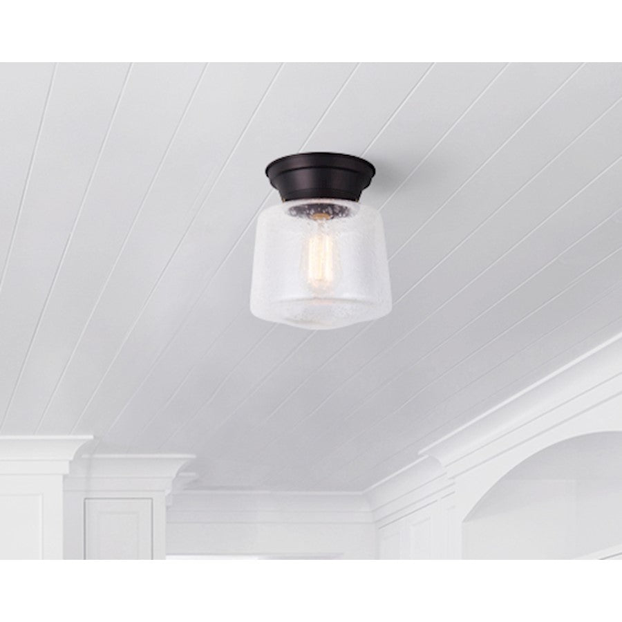 Canarm Boku 8in 1-Light Flush Mount | Warm Oil Rubbed Bronze and Seeded Glass | Hallway & Closet Ceiling Light | 8 x 8 x 9.25 in | Model IFM623A08ORB