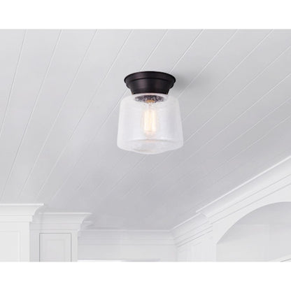 Canarm Boku 8in 1-Light Flush Mount | Warm Oil Rubbed Bronze and Seeded Glass | Hallway & Closet Ceiling Light | 8 x 8 x 9.25 in | Model IFM623A08ORB
