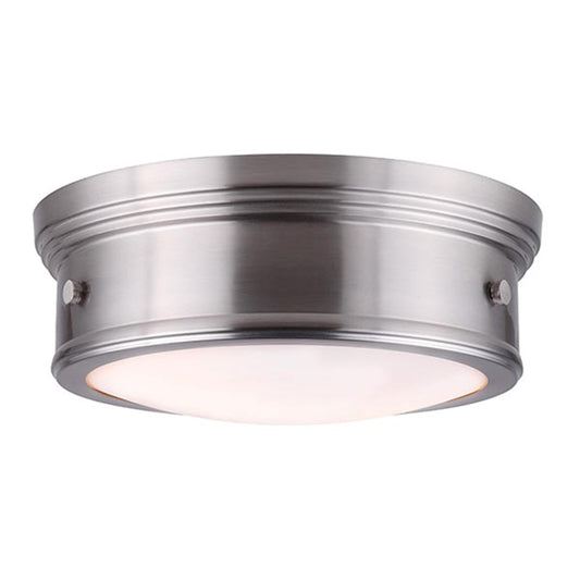 Canarm Boku 13in 2-Light Flush Mount | Modern Brushed Nickel and Glass Diffuser | Living Room & Bedroom Ceiling Light | Model IFM624A13BN