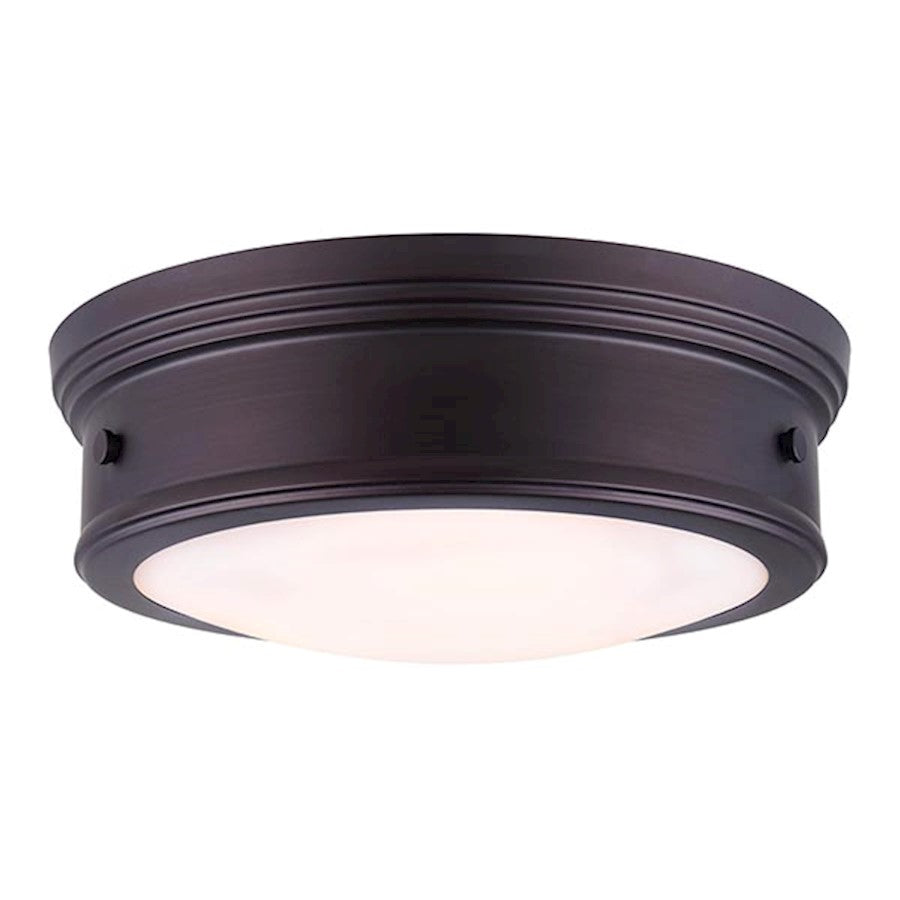 Canarm Boku 13in 2-Light Flush Mount | Oil Rubbed Bronze and Clear Glass Diffuser | Bedroom & Hallway Ceiling Light | 13 x 5 in | Model IFM624A13ORB