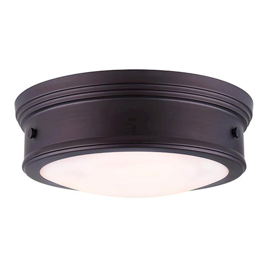 Canarm Boku 13in 2-Light Flush Mount | Oil Rubbed Bronze and Clear Glass Diffuser | Bedroom & Hallway Ceiling Light | 13 x 5 in | Model IFM624A13ORB