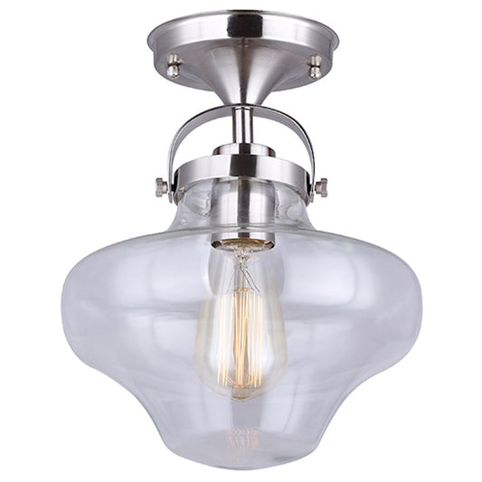 Canarm Kipp 15in 1-Light Flush Mount | Brushed Nickel and Clear Glass | Bedroom & Hallway Ceiling Light | 15 x 10 in | Model IFM634A09BN