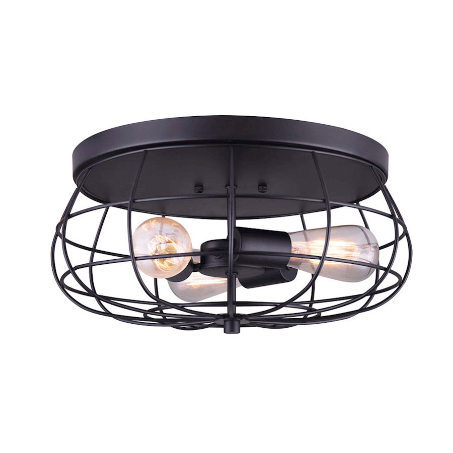 Canarm Flora 16in 3-Light Flush Mount | Matte Black Metal | Bedroom & Hallway | 16 x 16 x 8 in | Model IFM640B16BK