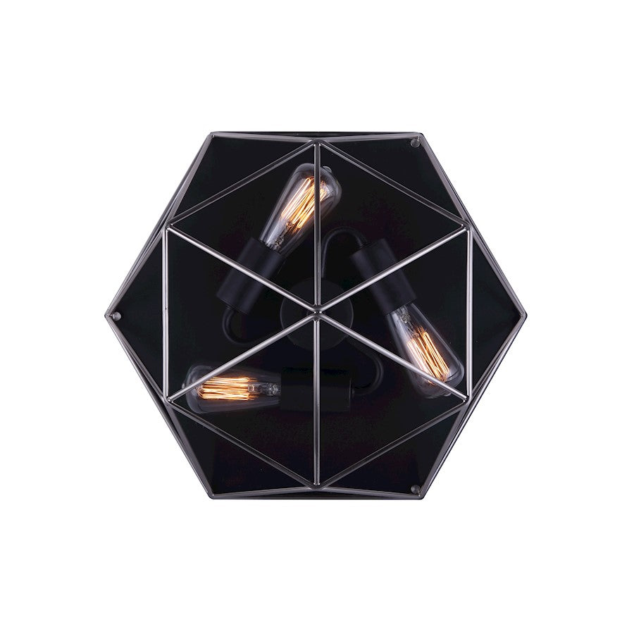 Canarm Greer 15in 3-Light Flush Mount | Matte Black & Brushed Nickel | Bedroom & Hallway | 15 x 13 x 7 in | Model IFM676A15BKN