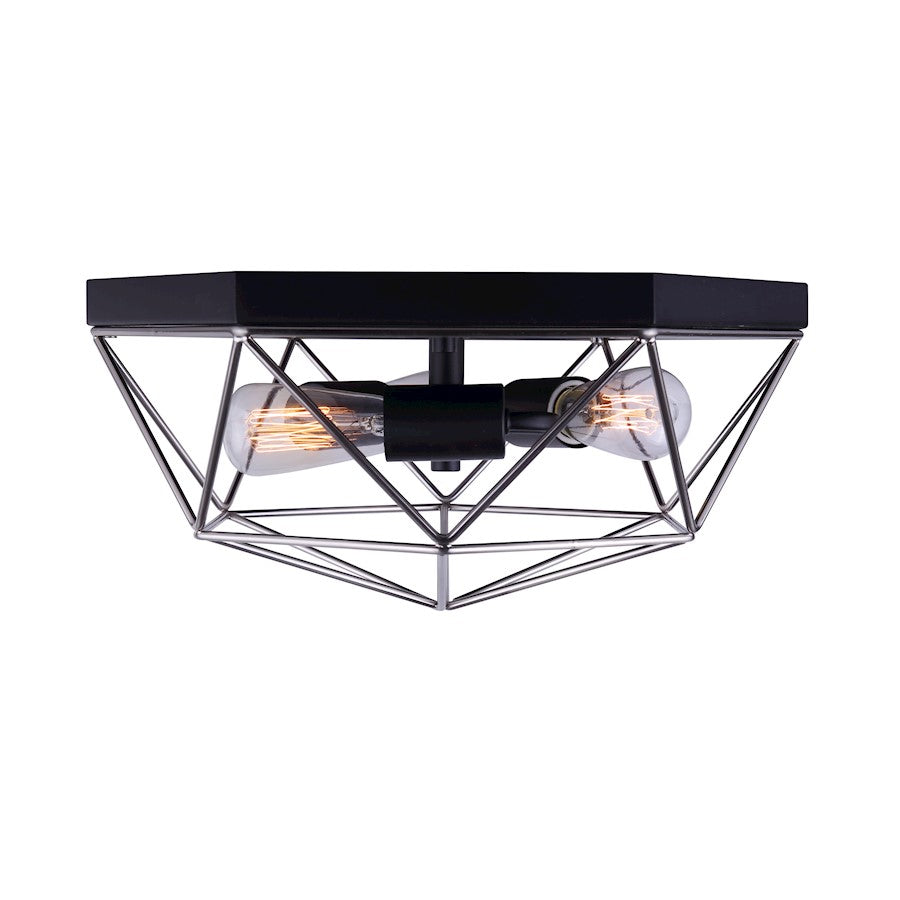 Canarm Greer 15in 3-Light Flush Mount | Matte Black & Brushed Nickel | Bedroom & Hallway | 15 x 13 x 7 in | Model IFM676A15BKN