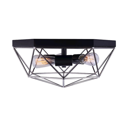 Canarm Greer 15in 3-Light Flush Mount | Matte Black & Brushed Nickel | Bedroom & Hallway | 15 x 13 x 7 in | Model IFM676A15BKN