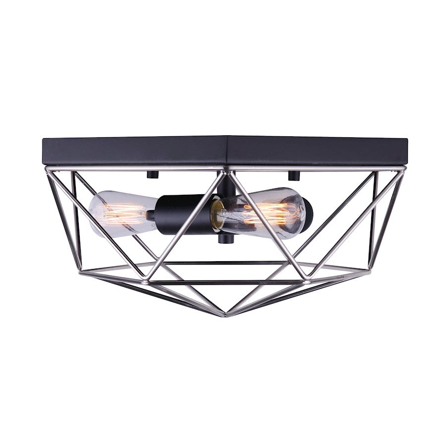 Canarm Greer 15in 3-Light Flush Mount | Matte Black & Brushed Nickel | Bedroom & Hallway | 15 x 13 x 7 in | Model IFM676A15BKN