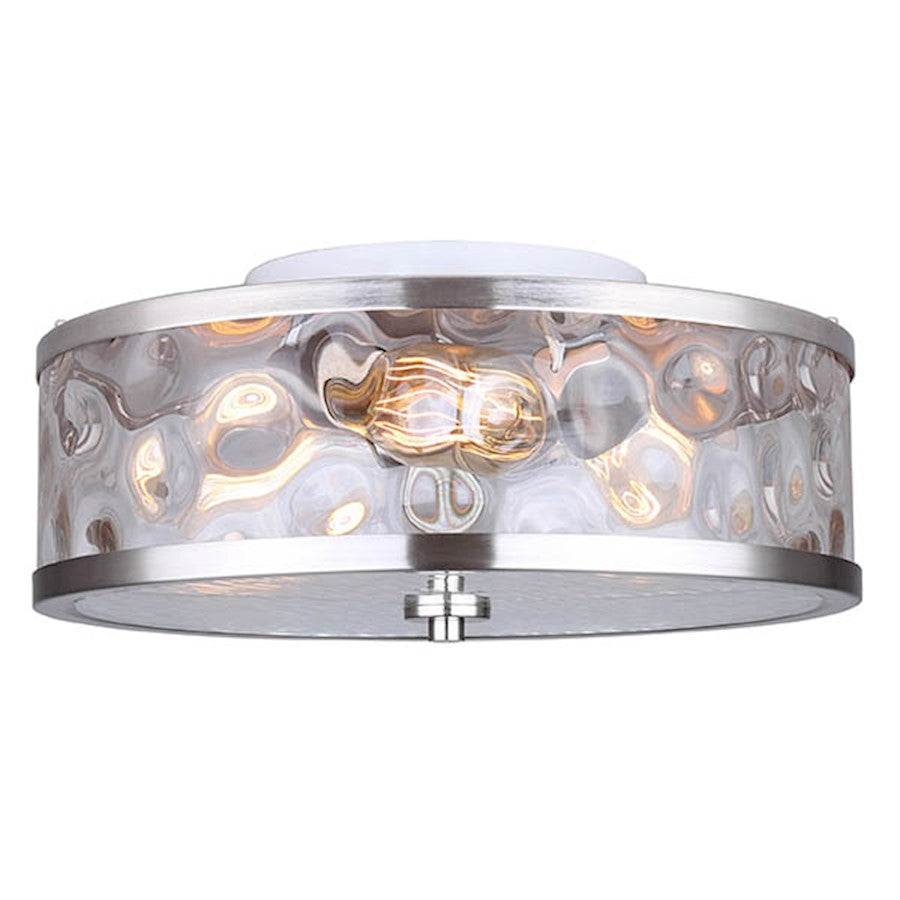 Canarm Cala 16in 3-Light Flush Mount | Brushed Nickel & Watermark Glass | Bedroom & Hallway | 16 x 15 x 7 in | Model IFM677A15BN
