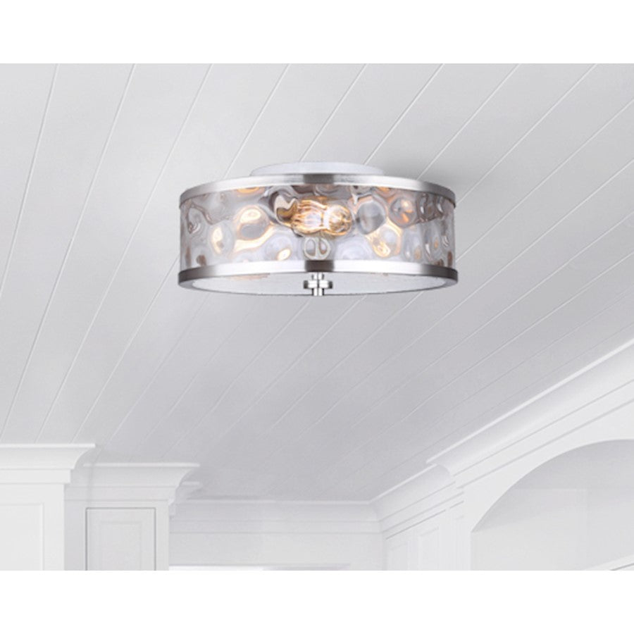 Canarm Cala 16in 3-Light Flush Mount | Brushed Nickel & Watermark Glass | Bedroom & Hallway | 16 x 15 x 7 in | Model IFM677A15BN