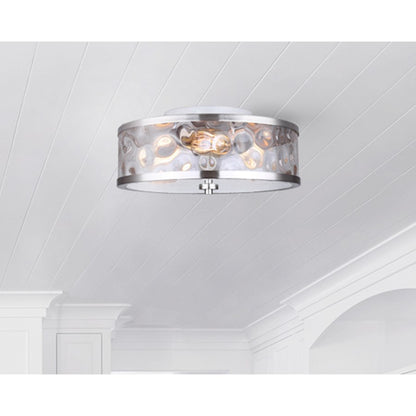 Canarm Cala 16in 3-Light Flush Mount | Brushed Nickel & Watermark Glass | Bedroom & Hallway | 16 x 15 x 7 in | Model IFM677A15BN