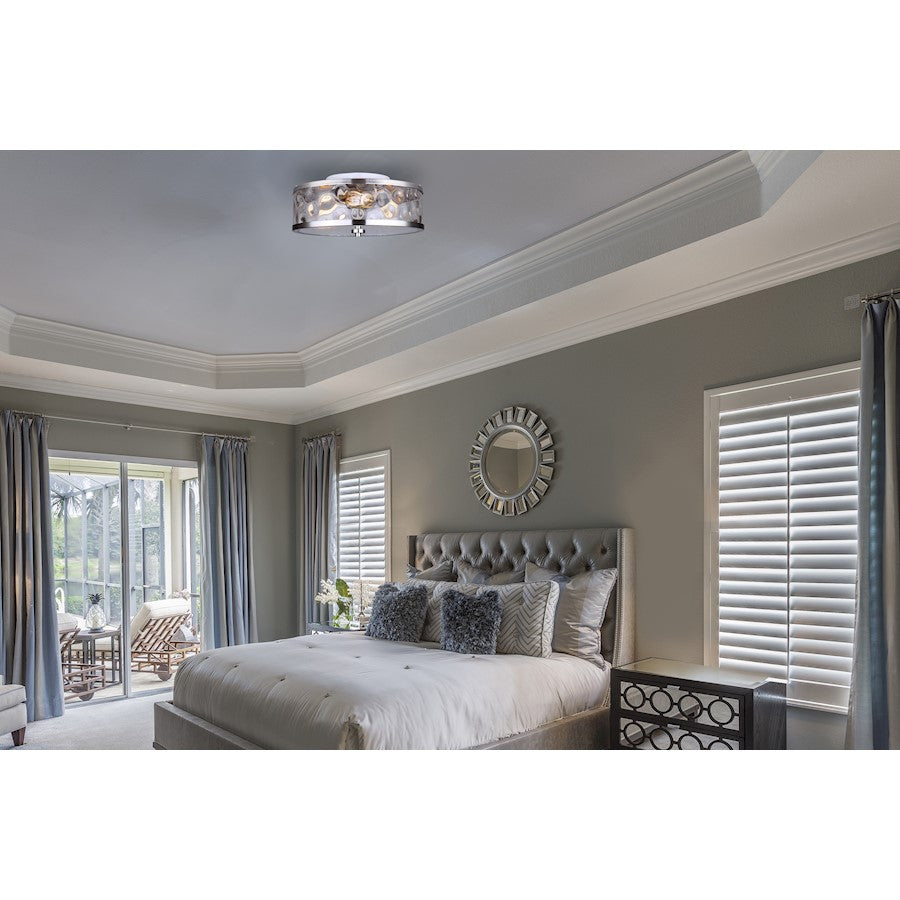 Canarm Cala 16in 3-Light Flush Mount | Brushed Nickel & Watermark Glass | Bedroom & Hallway | 16 x 15 x 7 in | Model IFM677A15BN