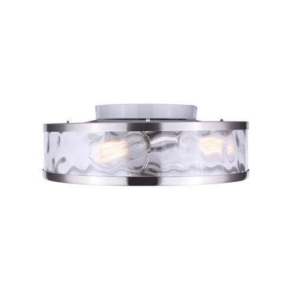 Canarm Cala 16in 3-Light Flush Mount | Brushed Nickel & Watermark Glass | Bedroom & Hallway | 16 x 15 x 7 in | Model IFM677A15BN