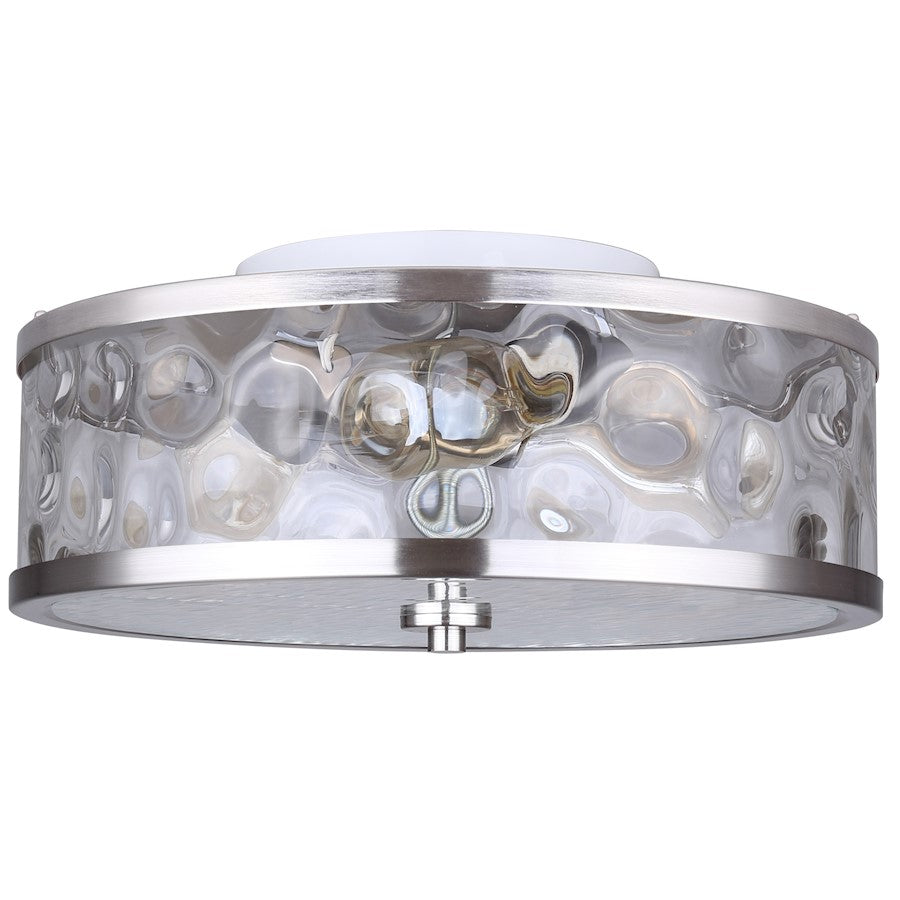 Canarm Cala 16in 3-Light Flush Mount | Brushed Nickel & Watermark Glass | Bedroom & Hallway | 16 x 15 x 7 in | Model IFM677A15BN