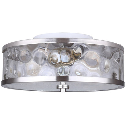 Canarm Cala 16in 3-Light Flush Mount | Brushed Nickel & Watermark Glass | Bedroom & Hallway | 16 x 15 x 7 in | Model IFM677A15BN