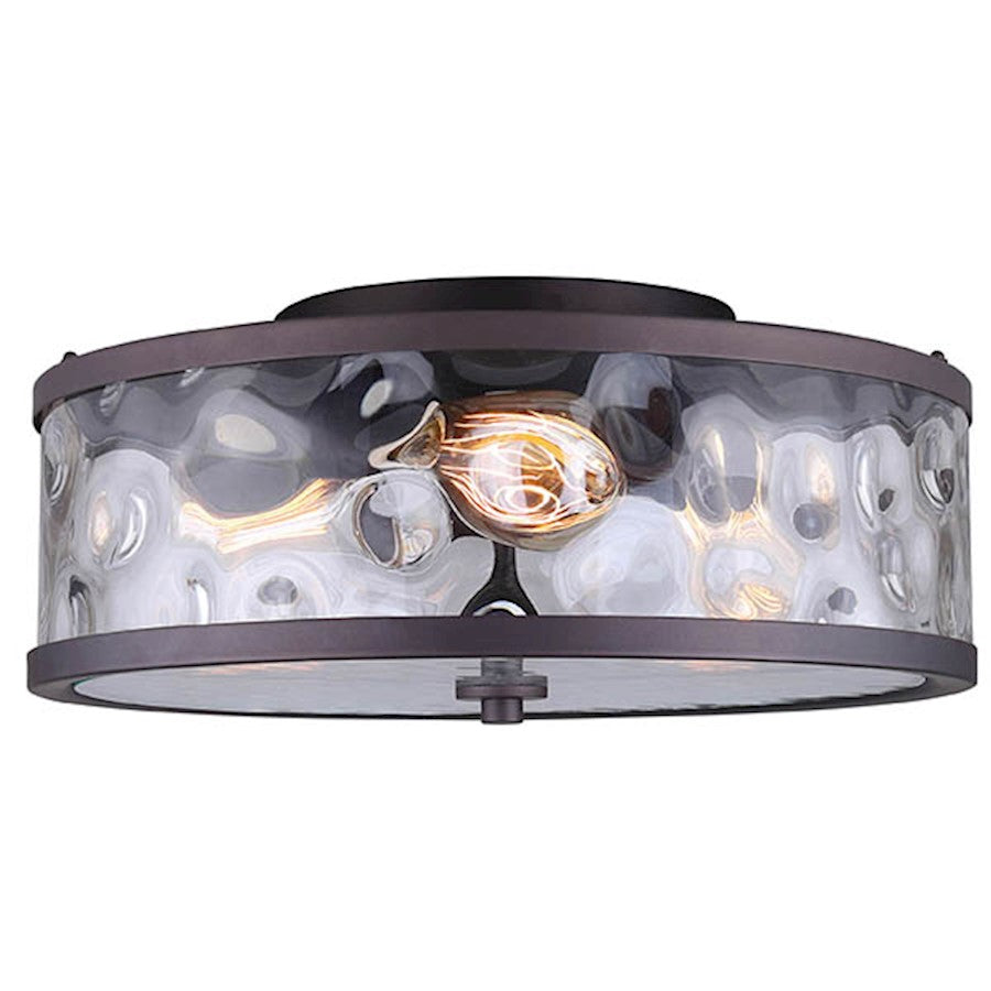 Canarm Cala 16in 3-Light Flush Mount | Oil Rubbed Bronze and Watermark Glass | Hallway & Bedroom Ceiling Light | 16 x 15 x 7 in | Model IFM677A15ORB