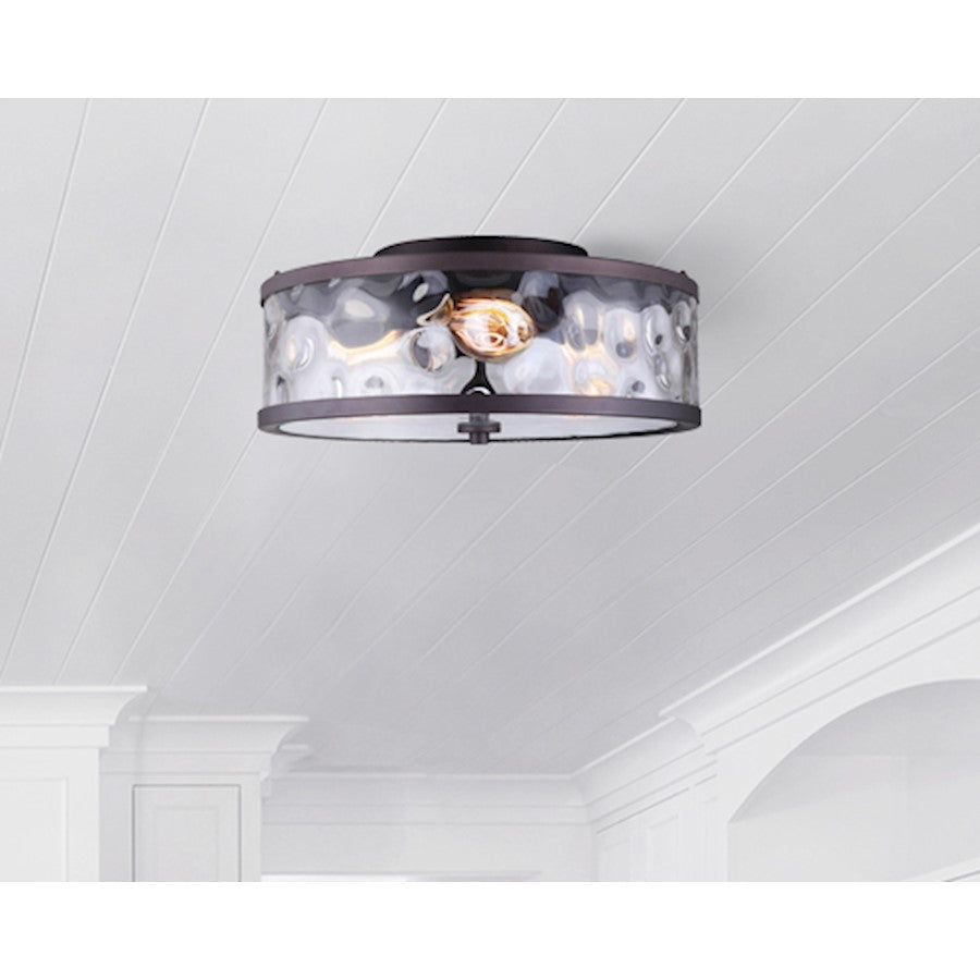 Canarm Cala 16in 3-Light Flush Mount | Oil Rubbed Bronze and Watermark Glass | Hallway & Bedroom Ceiling Light | 16 x 15 x 7 in | Model IFM677A15ORB