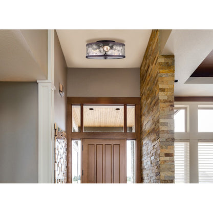 Canarm Cala 16in 3-Light Flush Mount | Oil Rubbed Bronze and Watermark Glass | Hallway & Bedroom Ceiling Light | 16 x 15 x 7 in | Model IFM677A15ORB
