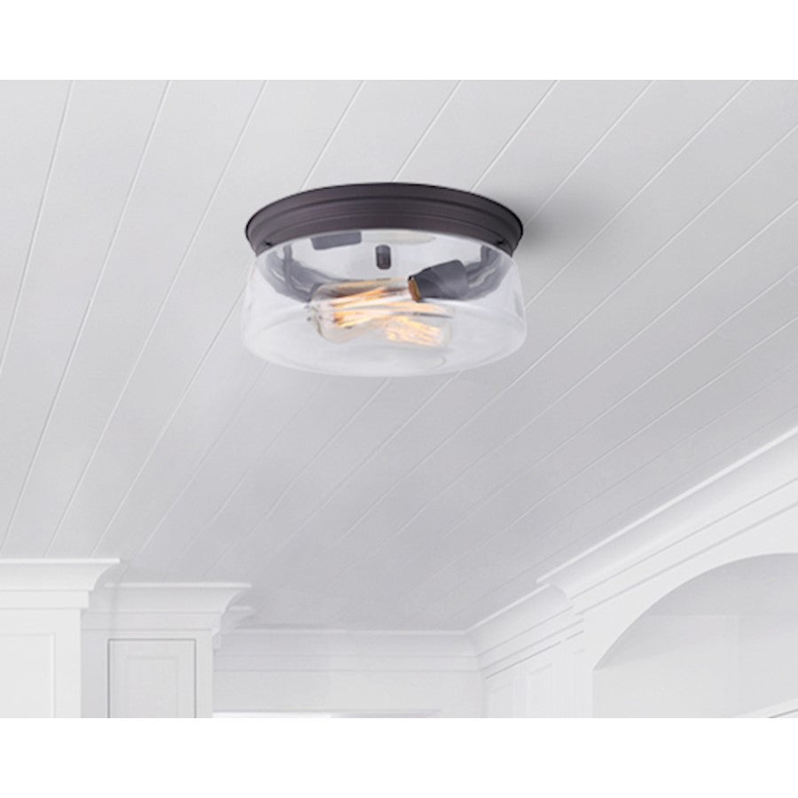 Canarm Albany 12in 2-Light Flush Mount | Oil Rubbed Bronze and Clear Glass | Entryway & Dining Room Ceiling Light | 12 x 6 in | Model IFM679A12ORB