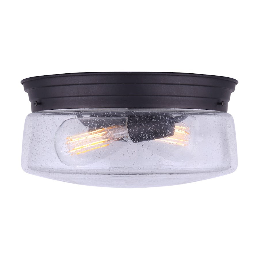 Canarm Albany 12in 2-Light Flush Mount | Oil Rubbed Bronze and Clear Glass | Entryway & Dining Room Ceiling Light | 12 x 6 in | Model IFM679A12ORB