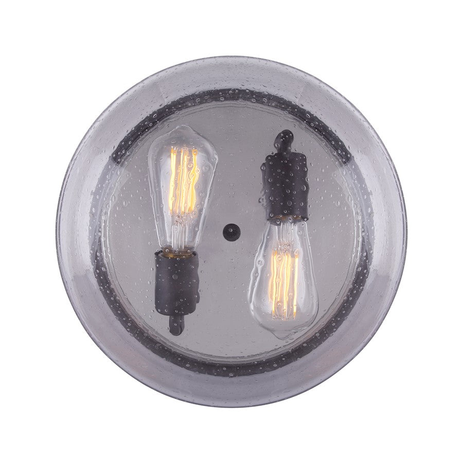 Canarm Albany 12in 2-Light Flush Mount | Oil Rubbed Bronze and Clear Glass | Entryway & Dining Room Ceiling Light | 12 x 6 in | Model IFM679A12ORB