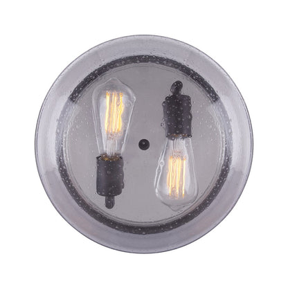 Canarm Albany 12in 2-Light Flush Mount | Oil Rubbed Bronze and Clear Glass | Entryway & Dining Room Ceiling Light | 12 x 6 in | Model IFM679A12ORB